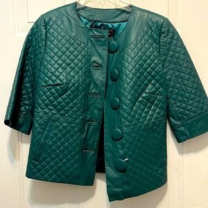 Leather jacket with 3/4 sleeves